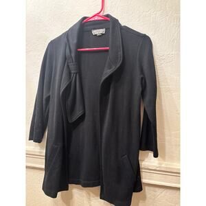 High Street Ann Bern Black Open Front Draped Cardigan Jacket Size M Made in USA